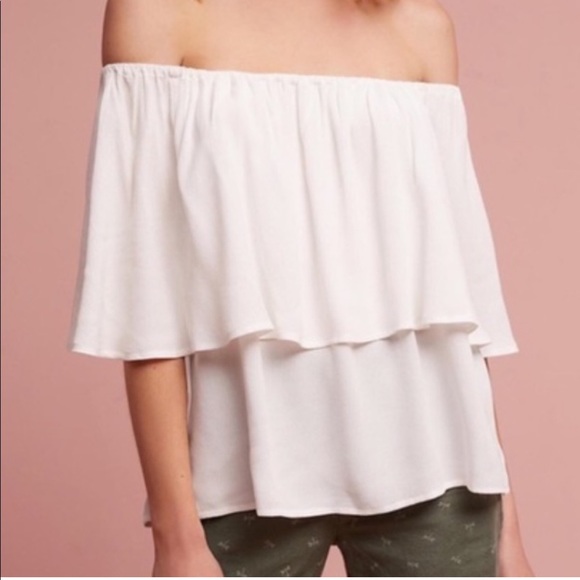 Anthropologie Holding Horses White Off Shoulder Blouse Top Small - Picture 2 of 11